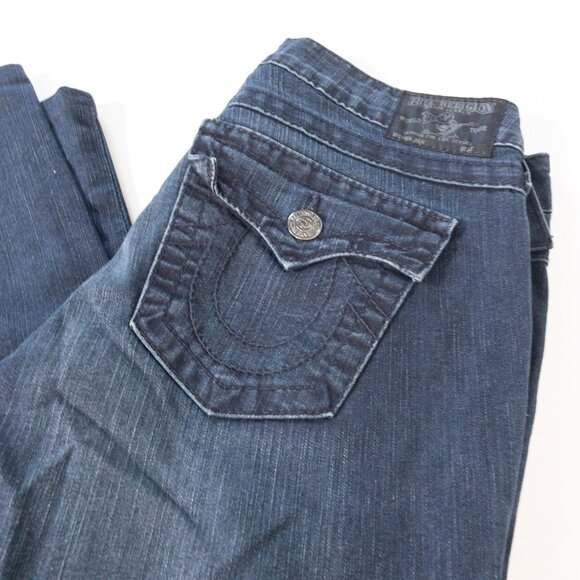 True Religion Low Cut Skinny Jeans Sz 29 Dark Wash Denim USA-Made Becca - Picture 6 of 14